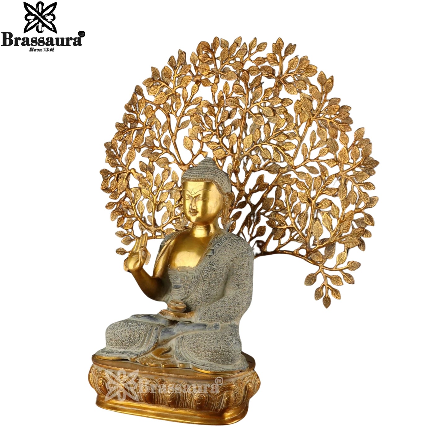 Brass Blessing Tree Artistic Buddha Weight 19.5 kg & Height 25 Inch