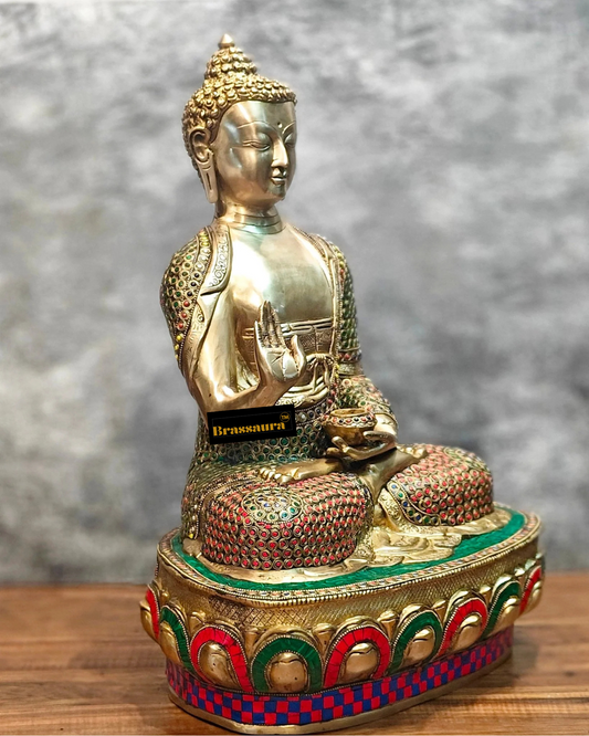 Brassaura™ Pure Brass Blessing Buddha Statue – Height 21.5 Inches & Weight 22 Kgs