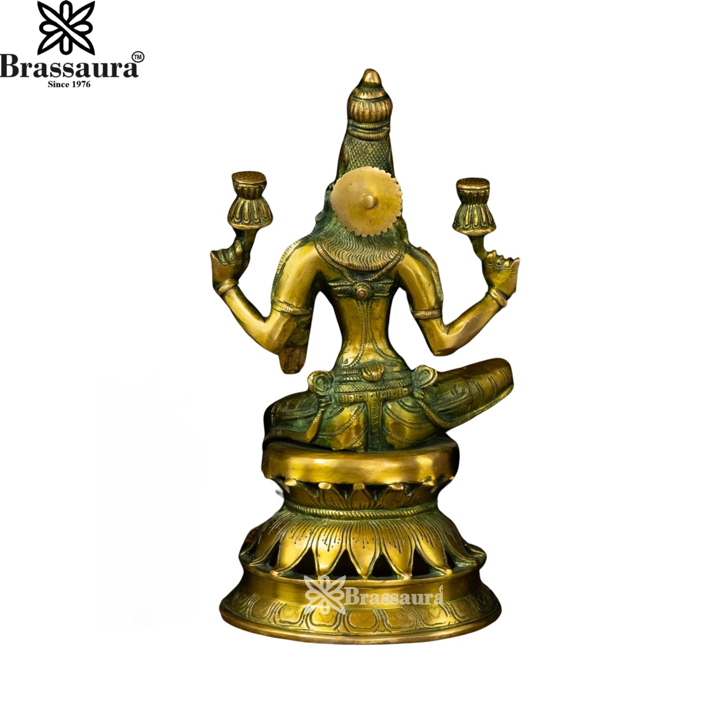Brassaura™ Artistic Brass Laxmi Idol – Height 12 Inches & Weight 3.9 Kgs | Home & Puja Décor