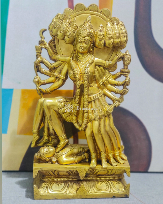 Brassaura™ Mahakali Brass Statue Idol – 10kg | 15" Height – Handcrafted