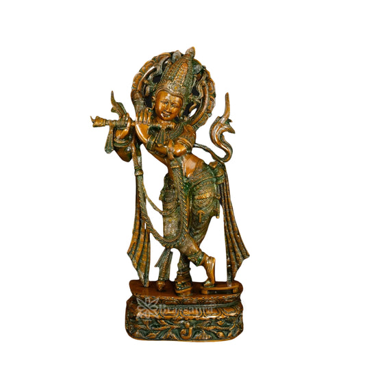 Brass Krishna Murti Weight 10.5 Kg And Height 22 Inch