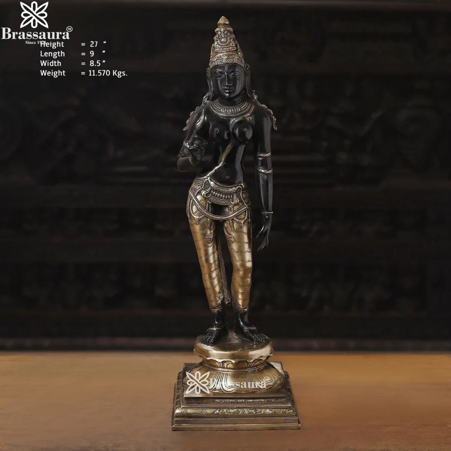 Brass Classic Parvati Statue Weight 11.57 Kg And Height 27 Inch