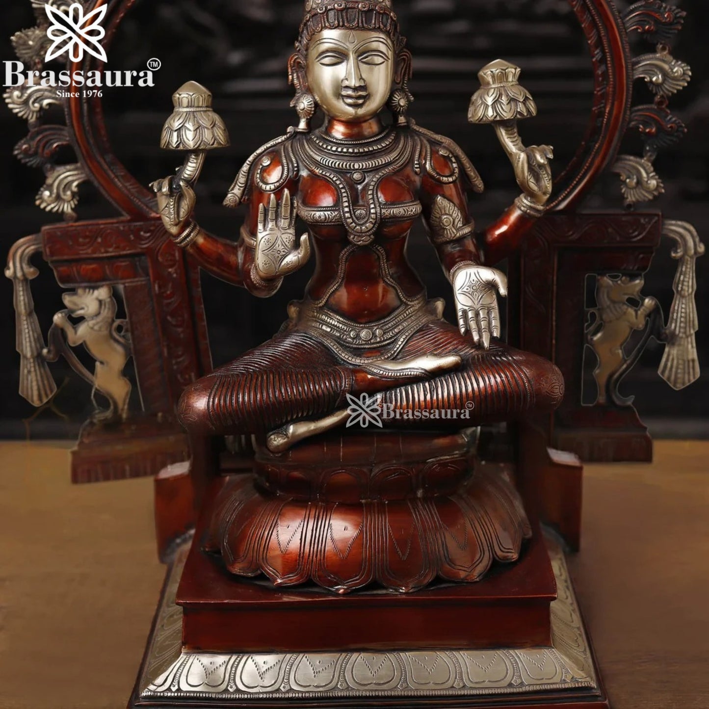 Brass Lakshmi Murti Weight 31.37 Kg And Height 32.5 Inch