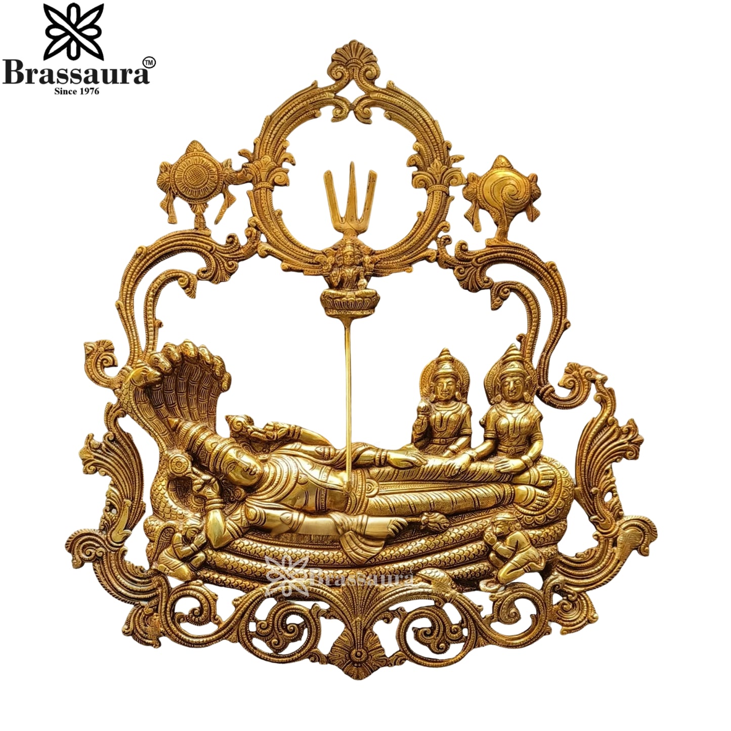 Brass Vishnu Laxmi Wall Hanging Statue Weight 11 Kg And Height 23 Inch