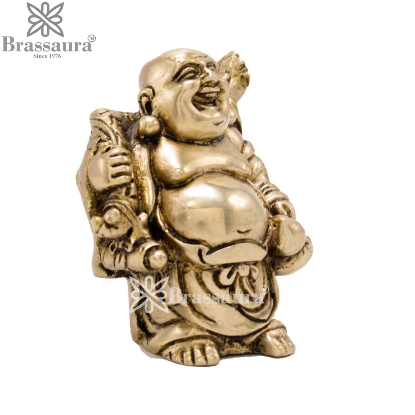 Brass Laughing Buddha Weight 0.4 kg & Height 3.5 Inch
