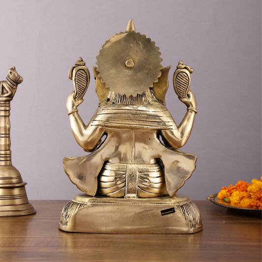 Brassaura™ Brass Mangalkari Ganapati on Lotus Throne – 22" Height, 27 kg – Handcrafted Divine Masterpiece