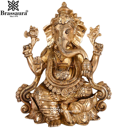 Brass Jewellery Ganesha Statue Weight 3.4 Kg & Height 8 Inch