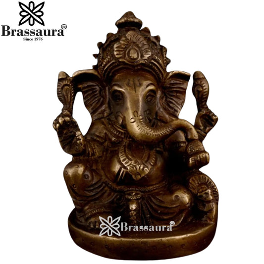 Brass Ganesha Statue Weight .55 Kg And Height 3.3 Inch