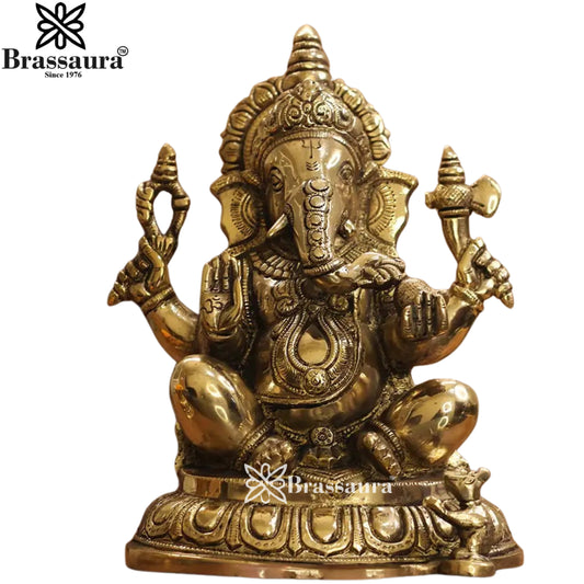 Brass Ganesha Statue Weight 5.7 Kg And Height 11 Inch