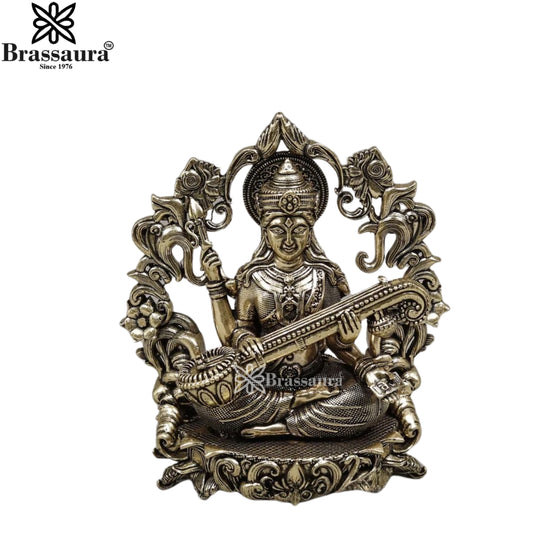 Brass Superfine Saraswati Statue Weight .356 Kg And Height 4 Inch
