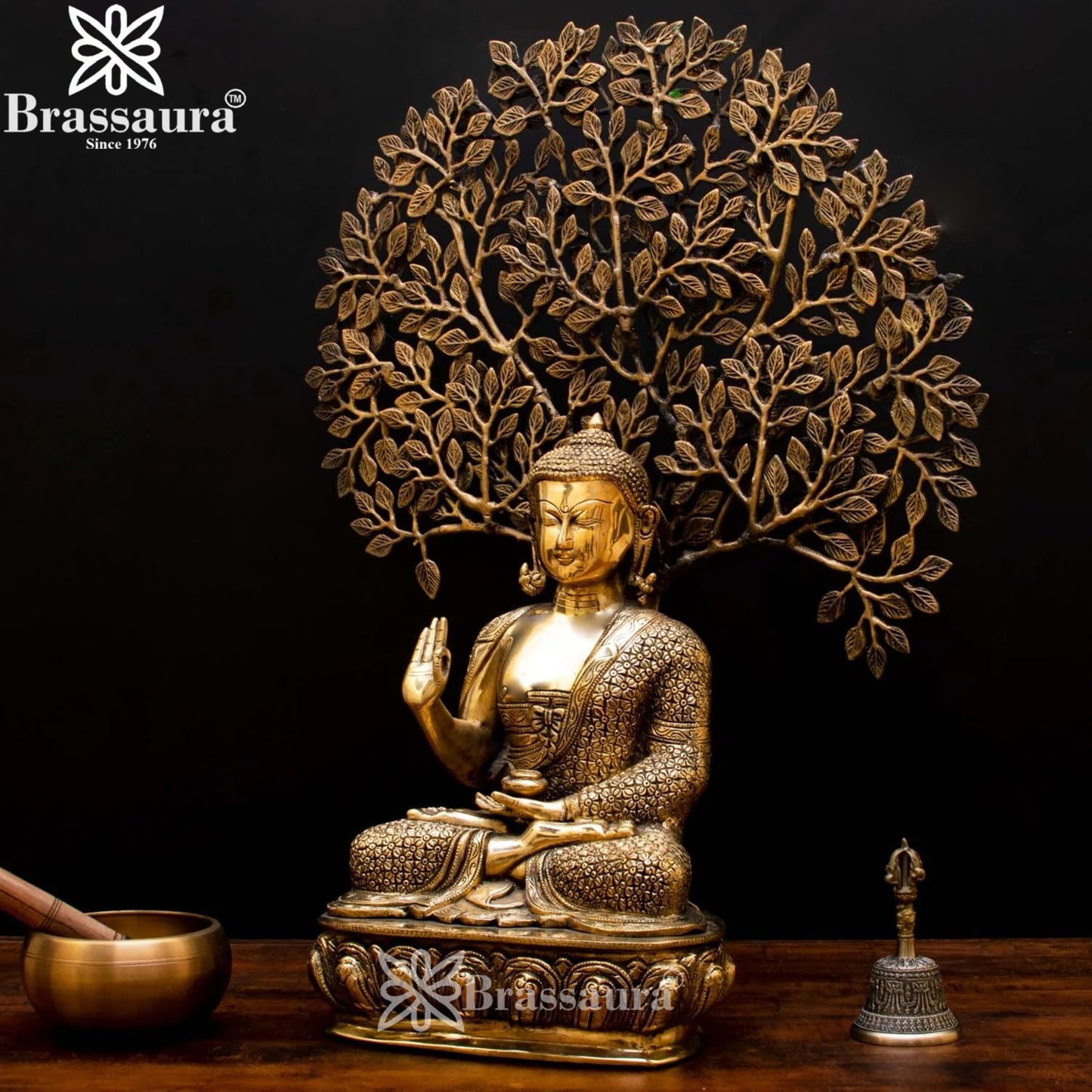 Brass Tree Blessing Artistic Buddha Weight 20 kg & Height 25 Inch