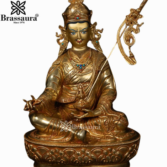 Nepali Copper Guru Padhmasambhava Statue Weight 4.6 Kg And Height 14.5 Inch