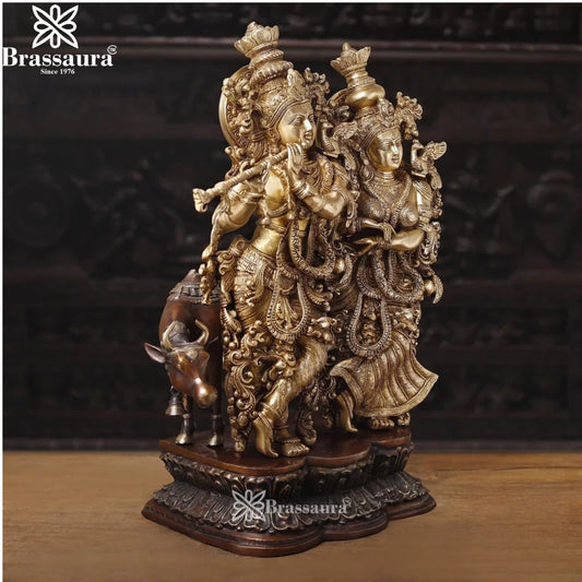 Brass Radha Krishna Murti Weight 41.13 Kg And Height 28 Inch