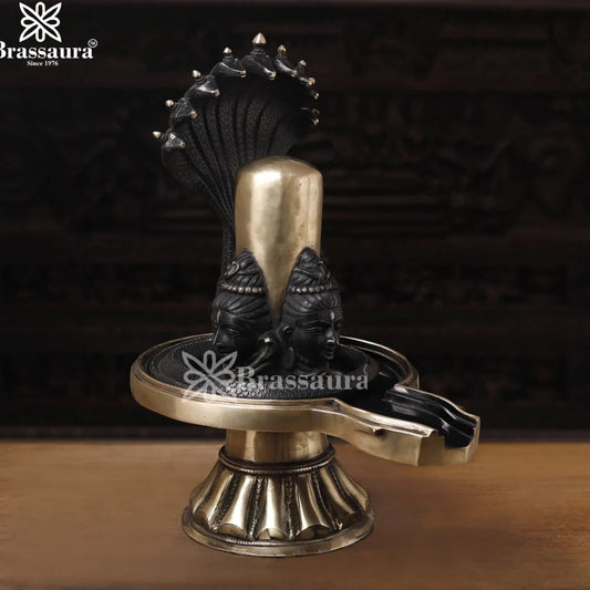 Brass Big Black Shivling With Naagraaj Statue Weight 31 Kg And Height 25 Inch
