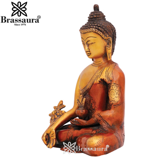 Brass Bhumisprasa Buddha Weight 1.8 kg & Height 7 Inch