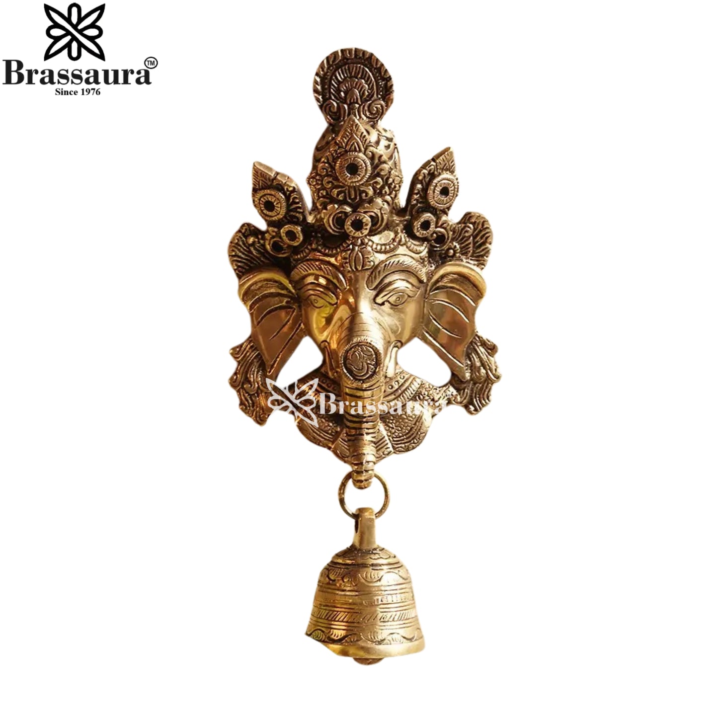 Brassaura™ Traditional Brass Ganesha Wall Hanging – Height 10 Inches & Weight 2 Kgs | Home & Temple Décor