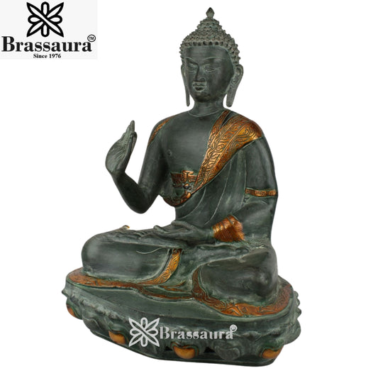 Brass Blessing Buddha Weight 10.5 kg & Height 19 Inch