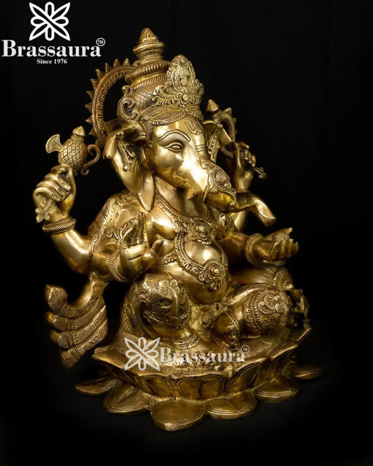 Brass Ganesha Statue Weight 29.5 Kg And Height 21 Inch