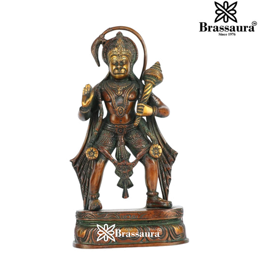 Brassaura™ Exquisite Brass Hanuman Statue – Height 12 Inches & Weight 3.4 Kgs | Temple Décor