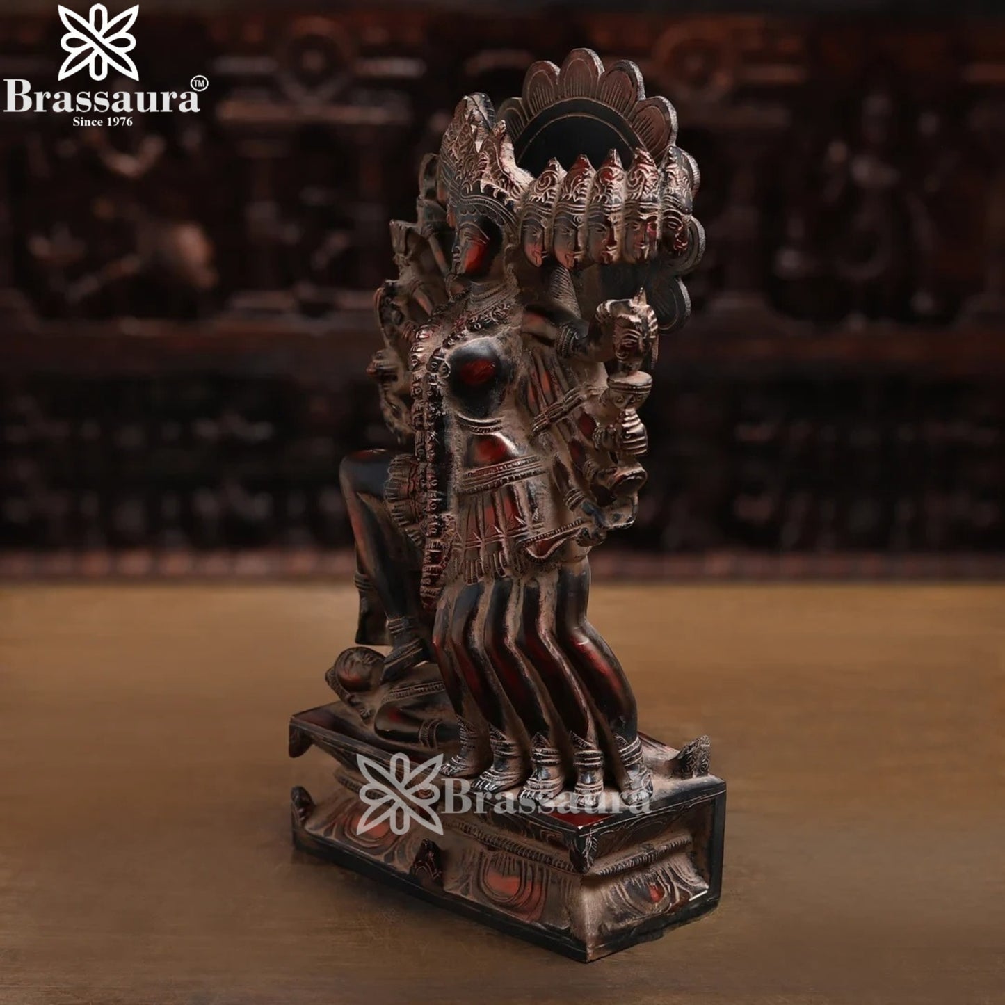 Brassaura™ Artistic Brass 10 Leg Kali Maa Murti – Height 15 Inches & Weight 8.420 Kgs | Spiritual Home Accent