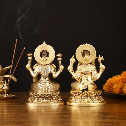 Brassaura™ Brass Superfine Ganesh Lakshmi Idol – 7 Inch Height | 2 kg | Divine Blessings for Prosperity & Wisdom