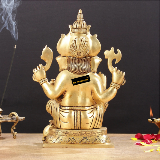 Brassaura™ Brass Superfine Ganesha Idol – Height 11.5 Inches, Weight 5 Kgs