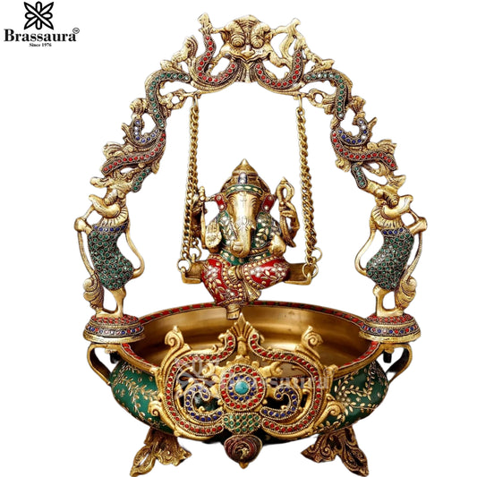 Brass Ganesh Urli For Home Décor And Gift Items Weight 12.8 kg Height 20 Inch