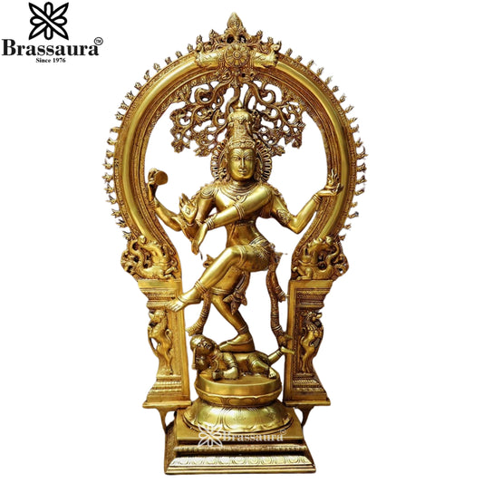 Brass Golden Dancing Natraj Statue Weight 26.5 Kg And Height 36 Inch