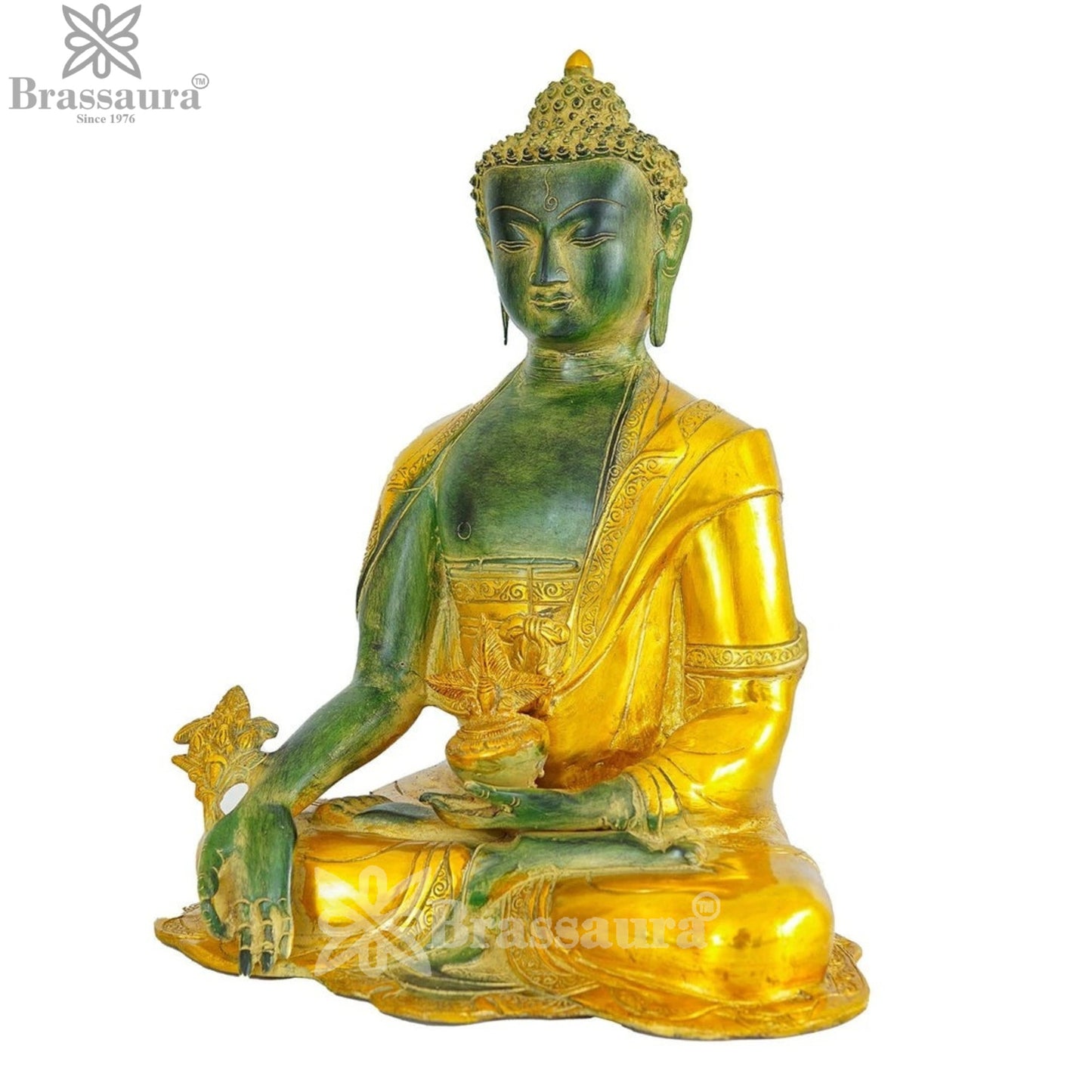 Brass Bhumisprasa Buddha Weight 10 kg & Height 16 Inch