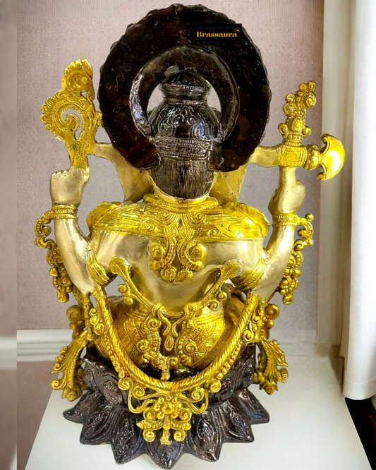 Brassaura™ Multi-Coloured Brass Jewellery Ganesha Idol – Height 16 Inches, Weight 15 Kgs