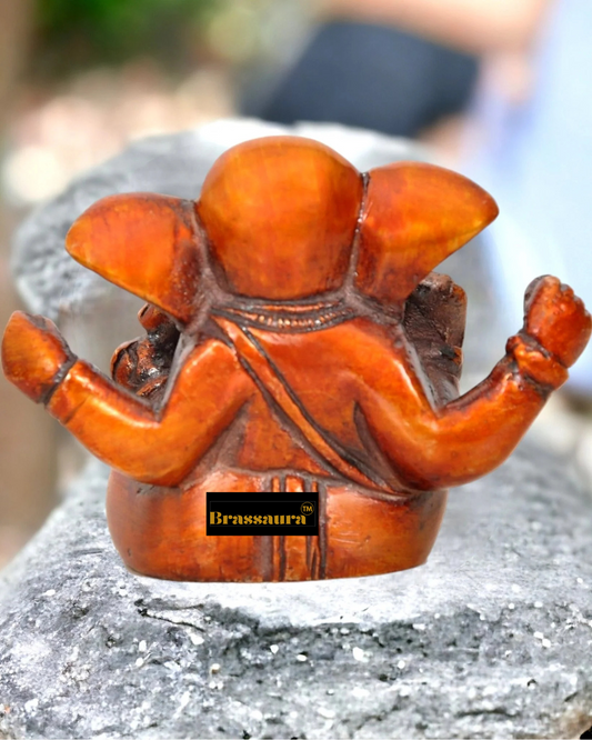 Brassaura™ Miniature Brass Appu Ganesha Idol – Height 2.5 Inches, Weight 170 g