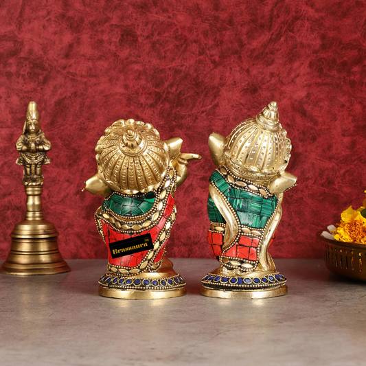 Brassaura™ Set of Baby Ganesha Brass Idols – Height 5 Inches, Total Weight 2.5 Kgs | Durable & Auspicious