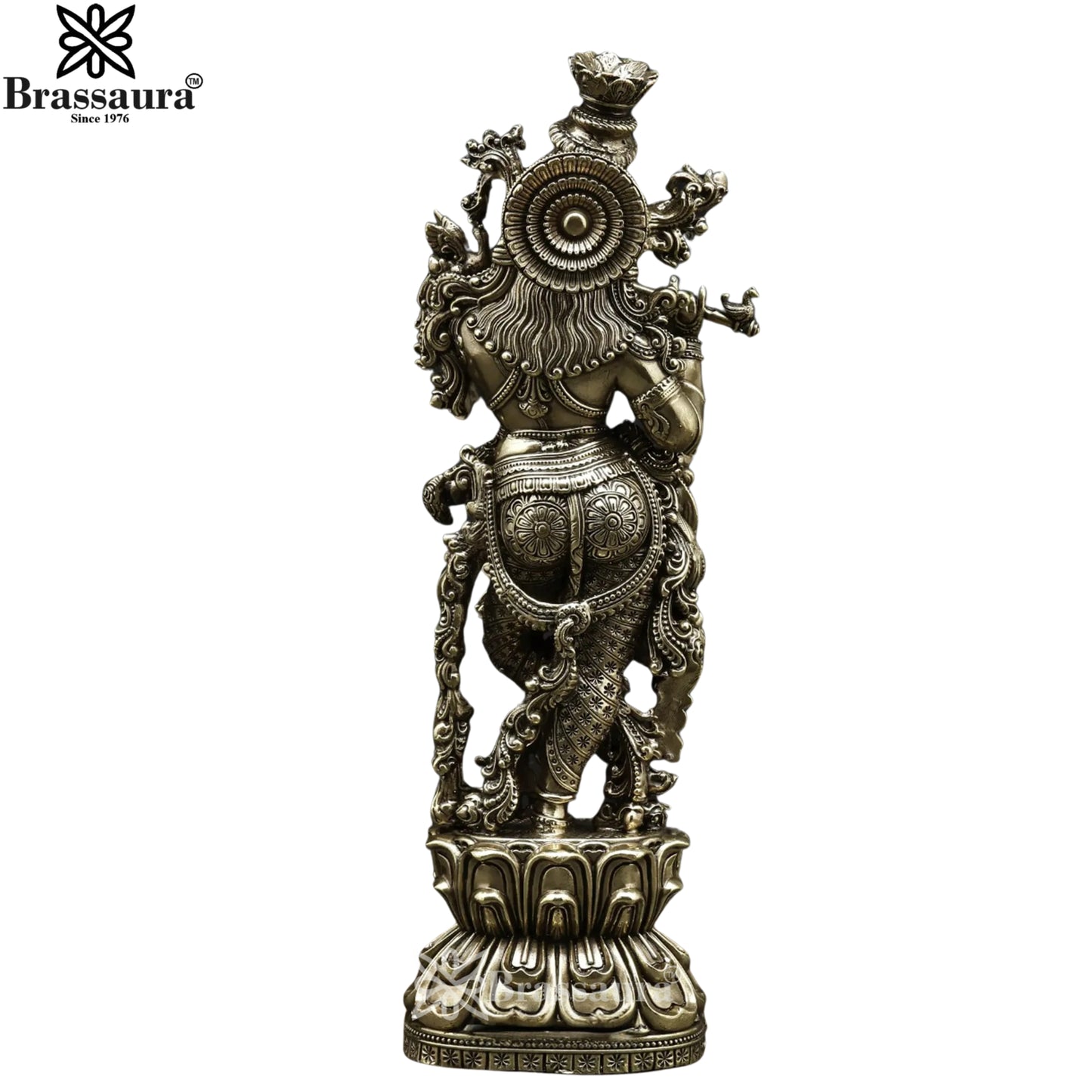 Brass Super Fine Murli Dhari Krishna Murti Weight 1.1 Kg And Height 11 Inch