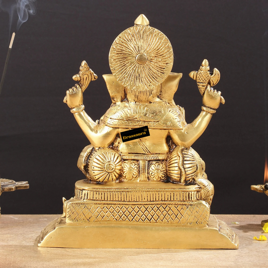 Brassaura™ Pure Brass Superfine Lord Ganesha Idol – Height 9 Inches, Weight 5.5 Kgs