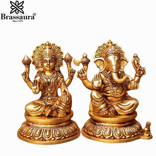 Brass Lakshmi Ganesh Murti Weight 6.3 Kg And Height 8 Inch
