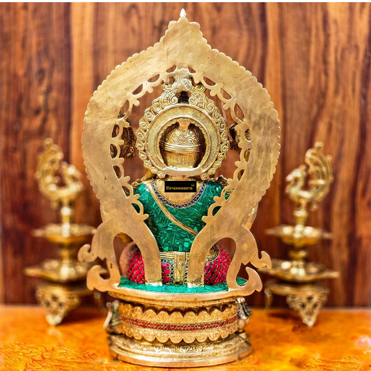 Brassaura™ Brass Ganesha Statue with Lotus Throne & Prabhavali – 26 Inch Height | 35 Kg | Modak & Mooshak Details