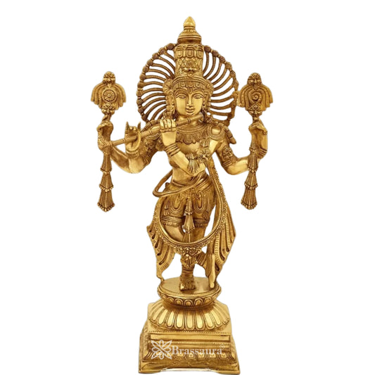 Brass Krishna Murti Weight 14 Kg And Height 24 Inch