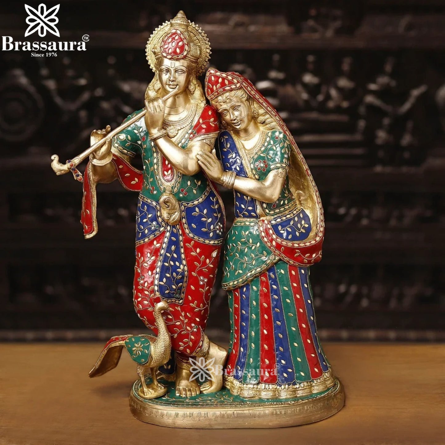 Brass Radha Krishna Murti Weight 20.27 Kg And Height 23 Inch