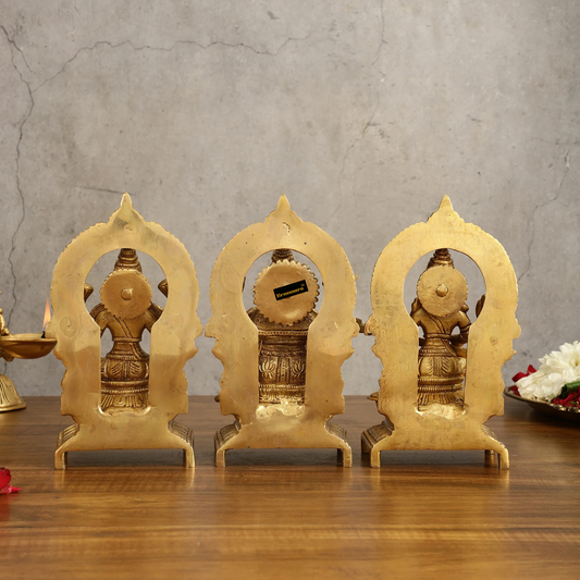 Brassaura™ Pure Brass Ganesha, Lakshmi & Saraswati Idol Set | Lord Ganesha 7 inches Height | Goddess Lakshmi & Saraswati 7.5 inches Height | Total Weight 5 Kg | Spiritual Decor