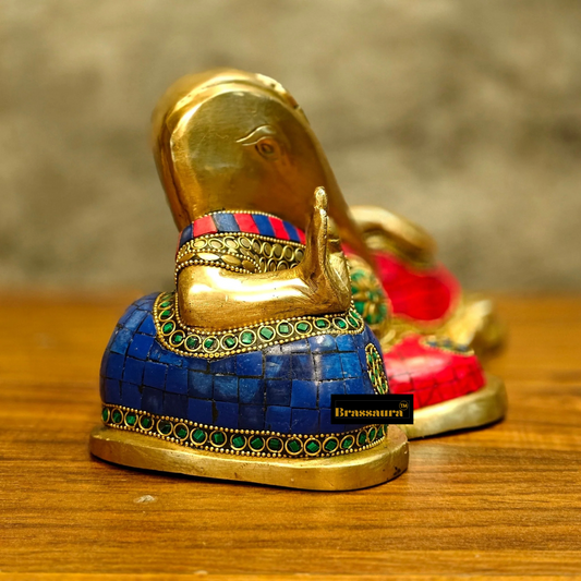 Brassaura™ Pure Brass Handcrafted Modern Ganesha Statue – Height 6 Inches, Weight 4.25 Kgs