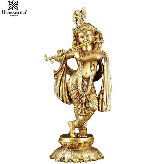 Brass Royal Gold Krishna Murti Weight 20 Kg And Height 27 Inch