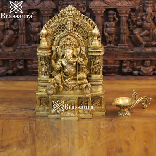 Brass Ring Ganesha Weight 19.32 Kg & Height 18.5 Inch