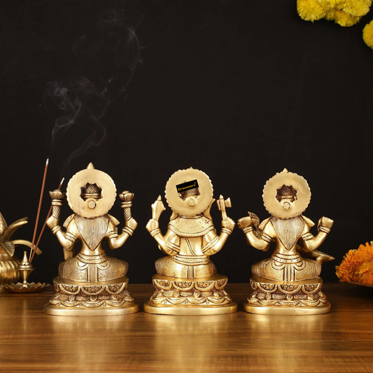 Brassaura™ Brass Superfine Ganesh Lakshmi Saraswati Idol – 7 Inch Height | 6 kg | Divine Trio for Prosperity & Wisdom