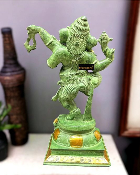 Brassaura™ Brass Dancing Ganesha Statue – Height 17 Inches, Weight 12 Kgs