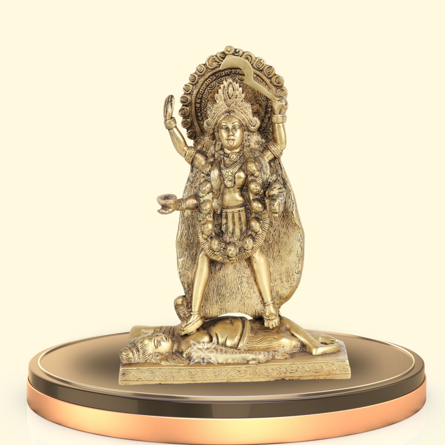 Brassaura™ Brass Kali Maa Idol – Height 11 Inches & Weight 4.3 Kgs | Hindu Goddess Statue