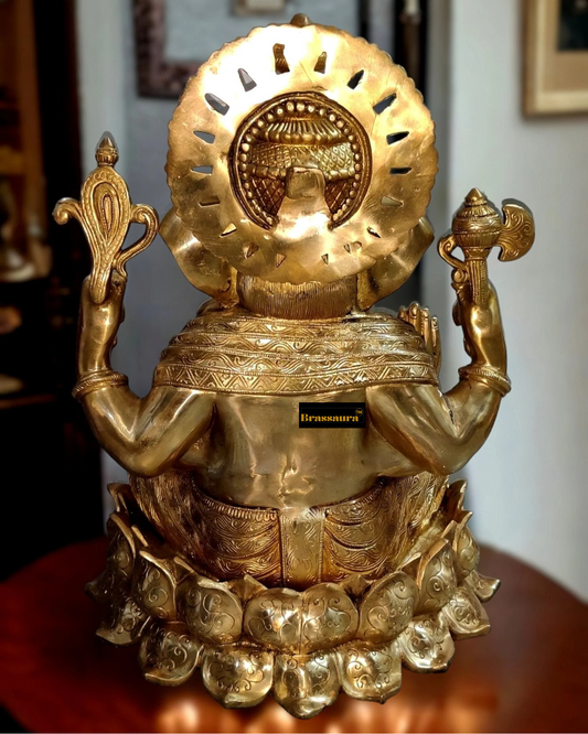 Brassaura™ 24-Inch Brass Kamal Ganesha Statue – Height 24 Inches, Weight 29 Kgs