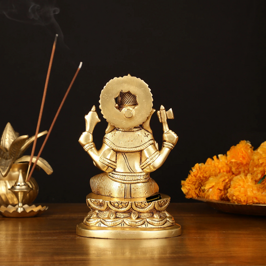 Brassaura™ Brass Superfine Ganesh Lakshmi Idol – 7 Inch Height | 2 kg | Divine Blessings for Prosperity & Wisdom