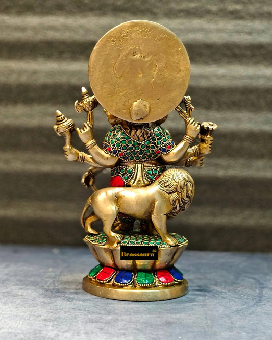 Brassaura™ Ashirwad Kanadrishti Vinayaka Brass Idol with Meenakari Stonework – Height 12 Inches & Weight 4.5 Kgs