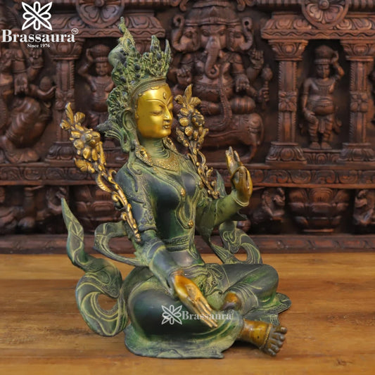 Brass Vintage Tara Statue Weight 12.8 Kg And Height 19 Inch
