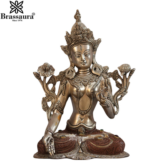 Brass Antique Tara Statue Weight 5.13 Kg And Height 12 Inch